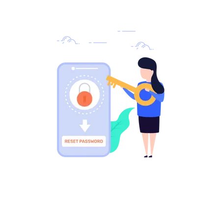 Concept of Reset lost password in mobile Illustration