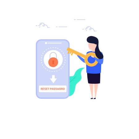 Concept of Reset lost password in mobile  Illustration