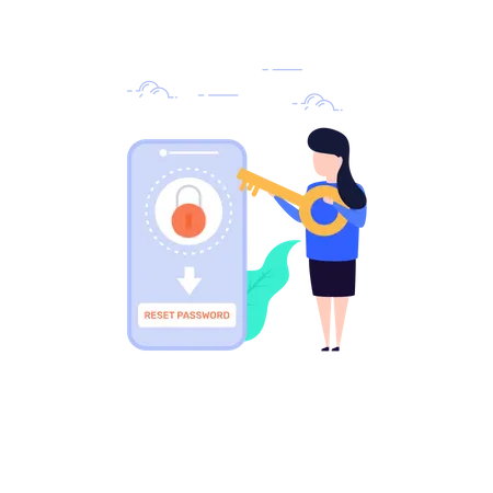 Concept of Reset lost password in mobile  Illustration