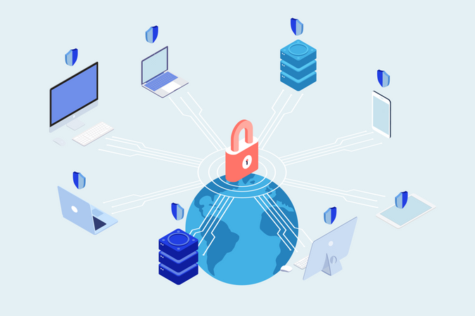 Concept of Safe and high speed Internet Connection in Business  Illustration