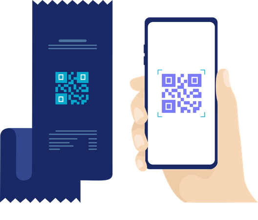 Concept of scan QR code and payment of bill and invoice via smartphone  Illustration