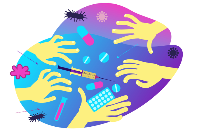 Concept of sickness and medicine  イラスト