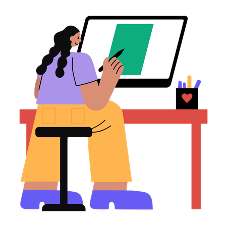 Concepteur visuel travaillant sur un site Web  Illustration