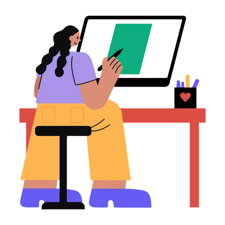 Concepteur visuel travaillant sur un site Web  Illustration