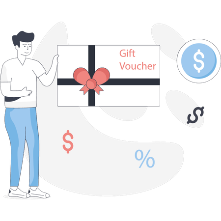 Conception de chèque-cadeau comportant le logo de votre entreprise et des détails faisant la promotion de services ou de produits destinés à l'usage des clients  Illustration
