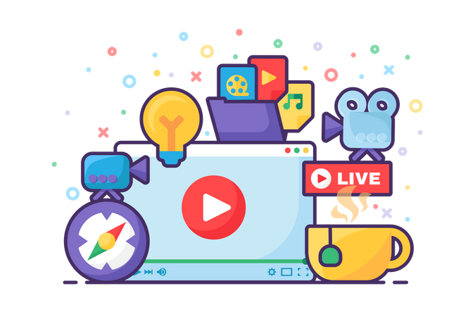 Concepto de producción de ideas de transmisión en vivo  Ilustración