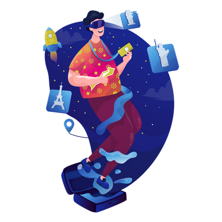 Concepto de viaje metaverso  Ilustración