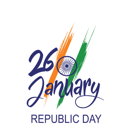 Concepto del Día de la República India con texto 26 de enero  Ilustración