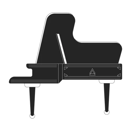 Concerto Grand Piano Black And White 2 D Line Cartoon Object Fortepiano Musical Instrument Isolated Vector Outline Item Orchestra Philharmonic Pianist Pianoforte Monochromatic Flat Spot Illustration Illustration