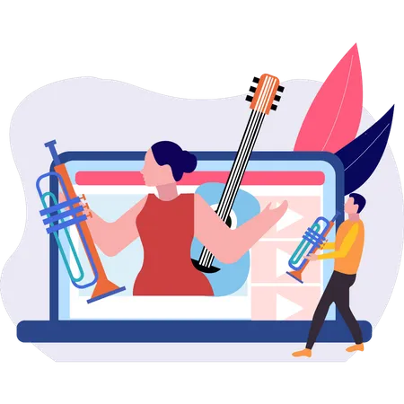 Concerto de música ao vivo on-line  Ilustração