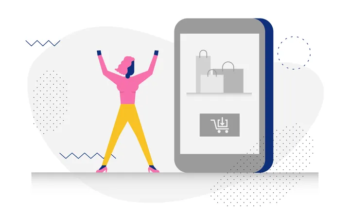 Concetto di shopping online dal personaggio woohoo  Illustration