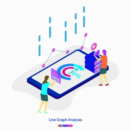 Concetto di illustrazione dell'analisi del grafico a linee  Illustration