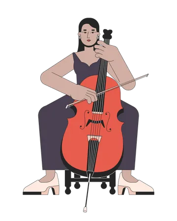 Chica de violonchelo de concierto  Ilustración