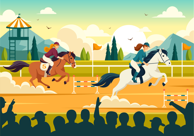 Concours d'équitation féminine  Illustration