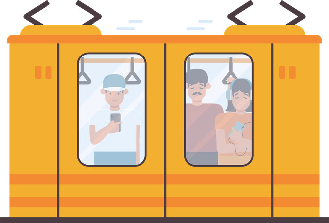 Condiciones públicas en los trenes públicos  Ilustración