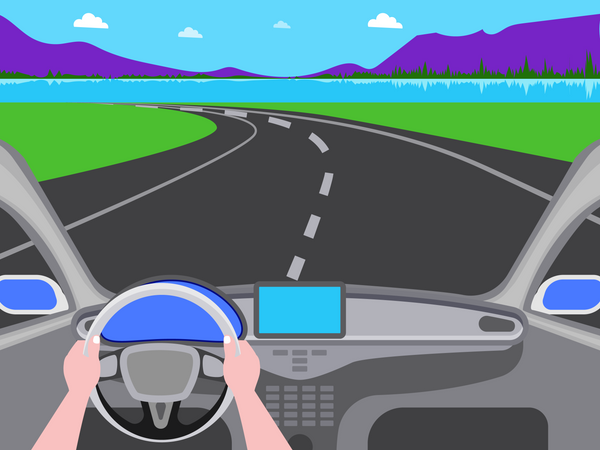 Condução de carro virtual  Ilustração