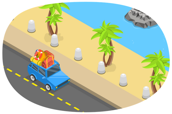 Conduciendo por Ocean Road  Ilustración