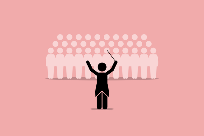 Conductor conducting a choir group Illustration