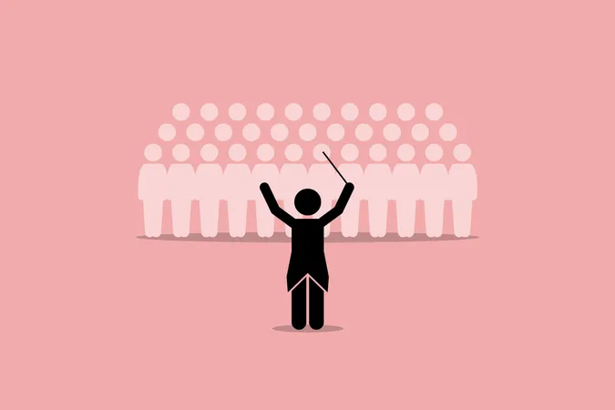 Conductor conducting a choir group  Illustration