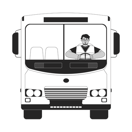 Conductor de autobús escolar, hombre árabe  Ilustración