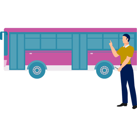 Conductor giving instructions to bus driver  Illustration