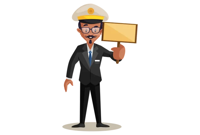 Conductor Holding Blank Board Illustration