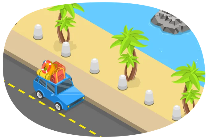 Conduire sur Ocean Road  Illustration