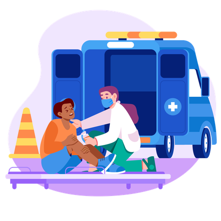 Conduire une ambulance jusqu'au patient  Illustration