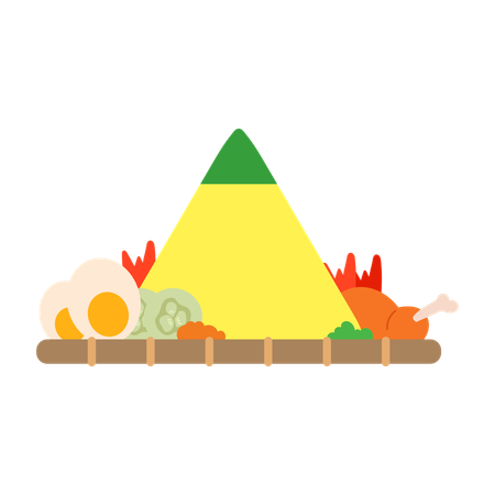 Cone de arroz indonésio  Ilustração