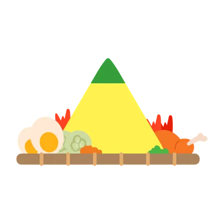 Cone de arroz indonésio  Ilustração