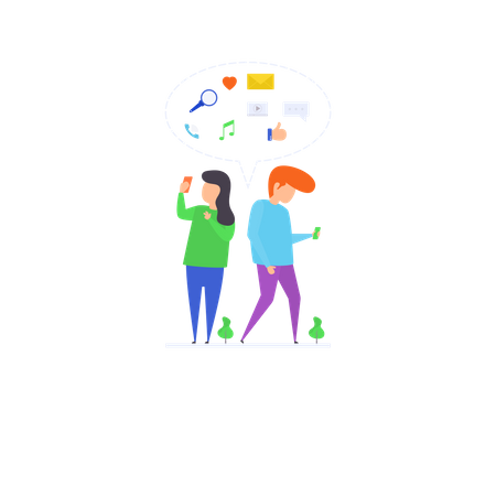 Conectarse con amigos  Ilustración