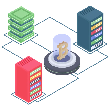 Conectividad de base de datos y servidor bitcoin  Ilustración