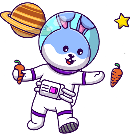 Conejo Astronauta Flotando  Ilustración