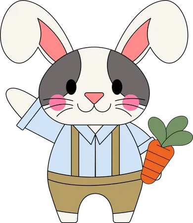 Conejo sosteniendo zanahoria  Ilustración