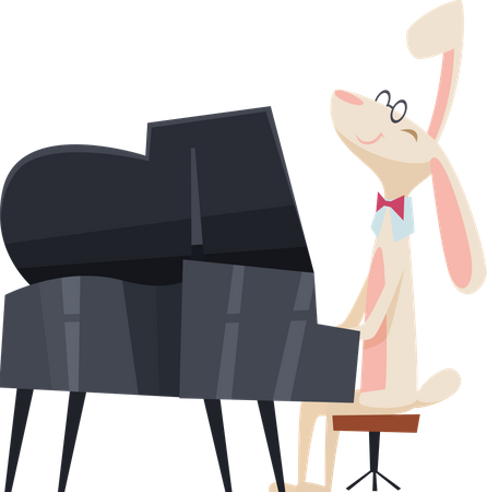Conejo tocando el piano  Ilustración