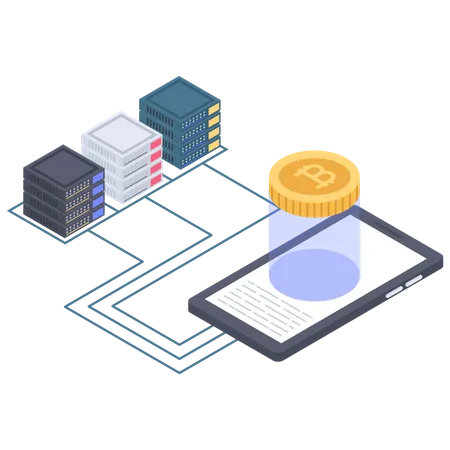 Conexão do servidor bitcoin  Ilustração