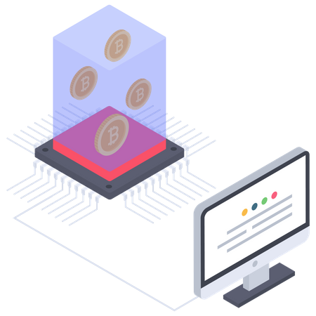 Conexión del circuito bitcoin  Ilustración