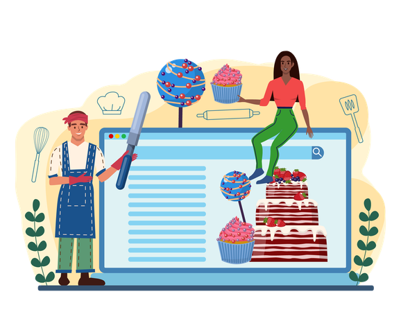 Serviço on-line de confeiteiro  Ilustração