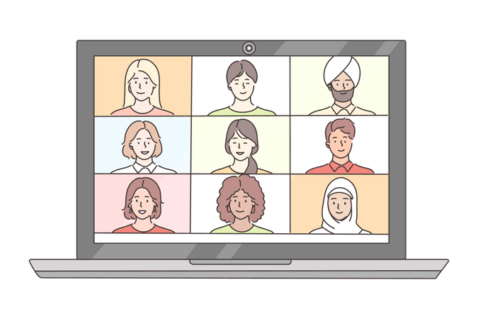 Conference video call and remote project management  Illustration
