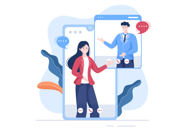 Conference Video Call by Remote Communication Illustration