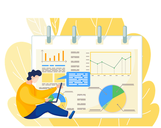 Un conférencier dirige un atelier expliquant les statistiques  Illustration