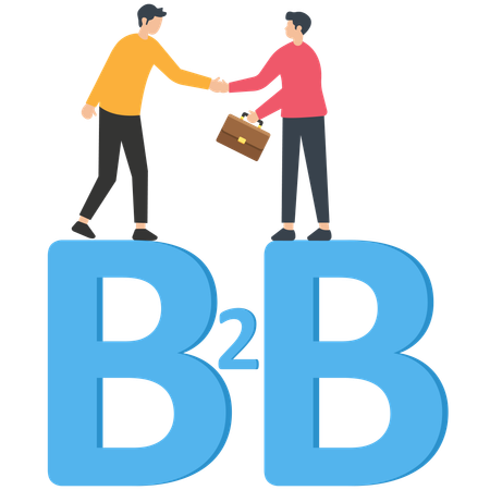 Poignée de main de partenaire d'hommes d'affaires de confiance pour convenir d'un accord commercial sur l'alphabet B2B  Illustration