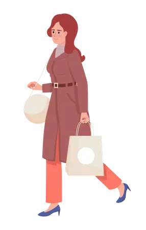 Femme adulte confiante portant un manteau à la mode  Illustration