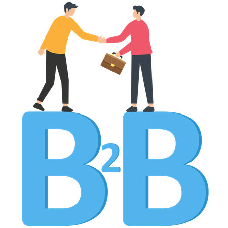Confidence businessmen partner handshake to agree business deal on alphabet B2B  Illustration