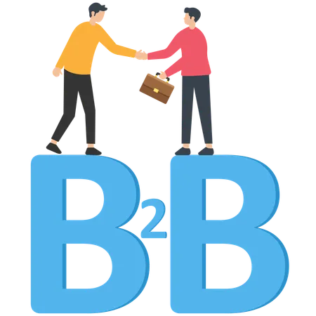 Confidence businessmen partner handshake to agree business deal on alphabet B2B  Illustration