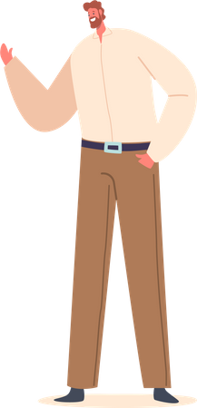 Confident Adult Man Character Gesturing With Authority  Illustration