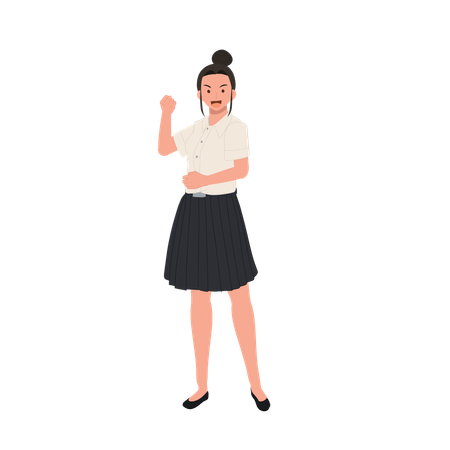 Confident and Empowering Thai University Student in Uniform  Illustration