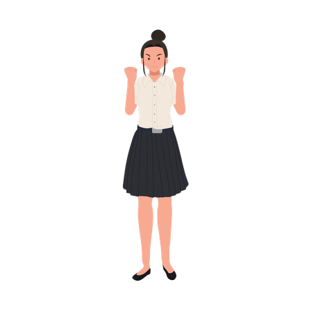 Confident and Empowering Thai University Student in Uniform  Illustration