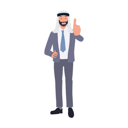 Confident Arab Business Professional in Elegant Suit with Positive Approval Gesture  Illustration