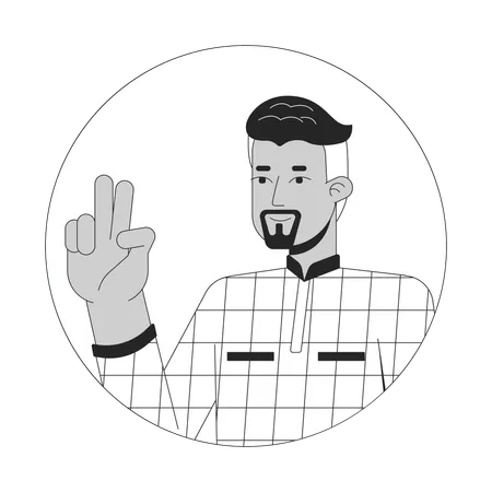 Confident arab man victory sign  Illustration